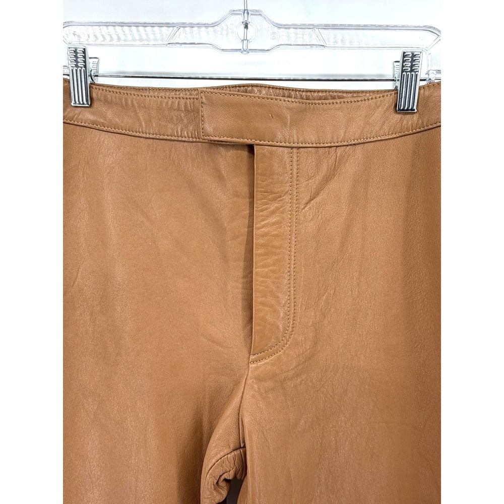 Rem Garson Leather Pants Camel Brown Buttery Soft Women 14 Money Y2K Classic New